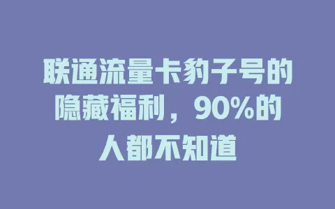 联通流量卡豹子号的隐藏福利，90%的人都不知道