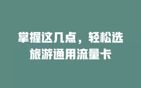 掌握这几点，轻松选旅游通用流量卡