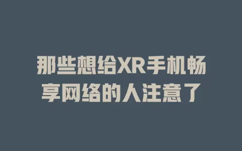 那些想给XR手机畅享网络的人注意了
