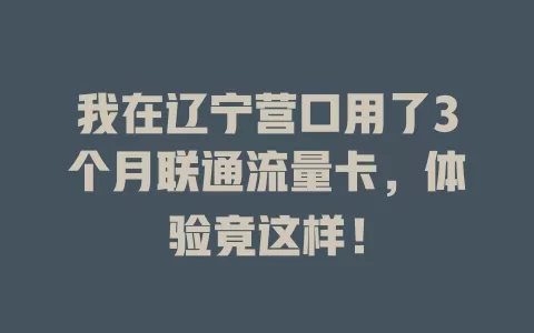 我在辽宁营口用了3个月联通流量卡，体验竟这样！
