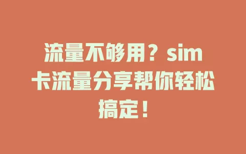 流量不够用？sim卡流量分享帮你轻松搞定！