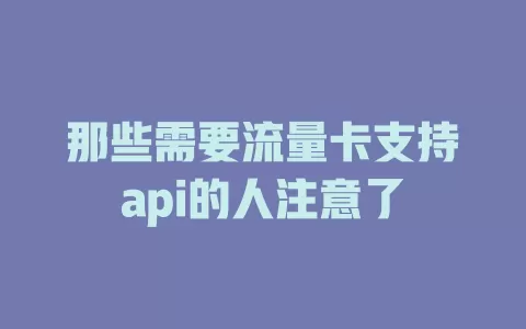那些需要流量卡支持api的人注意了