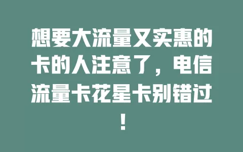 想要大流量又实惠的卡的人注意了，电信流量卡花星卡别错过！