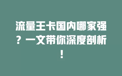 流量王卡国内哪家强？一文带你深度剖析！