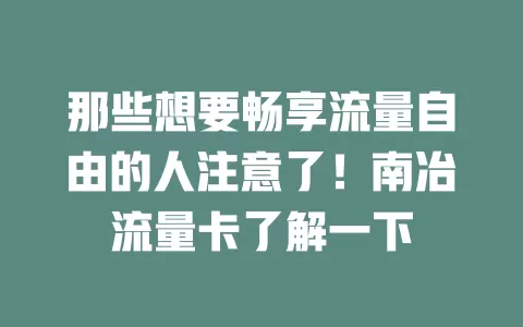 那些想要畅享流量自由的人注意了！南冶流量卡了解一下