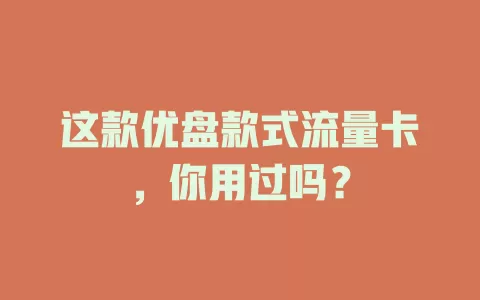 这款优盘款式流量卡，你用过吗？