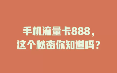 手机流量卡888，这个秘密你知道吗？