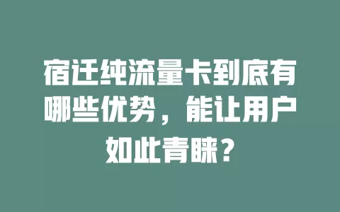 宿迁纯流量卡到底有哪些优势，能让用户如此青睐？