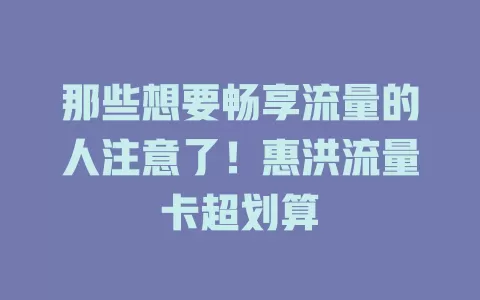 那些想要畅享流量的人注意了！惠洪流量卡超划算