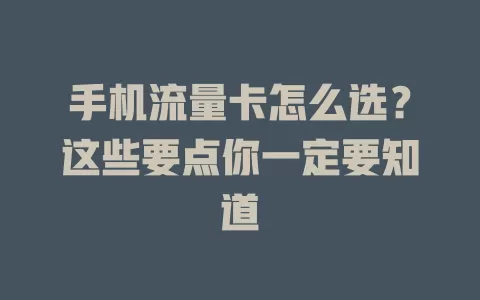 手机流量卡怎么选？这些要点你一定要知道