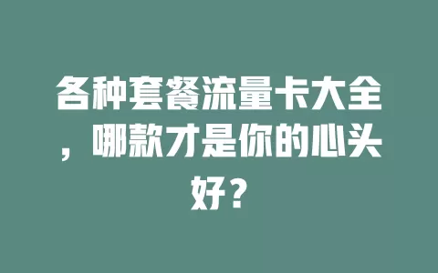 各种套餐流量卡大全，哪款才是你的心头好？
