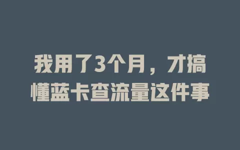 我用了3个月，才搞懂蓝卡查流量这件事