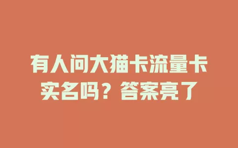 有人问大猫卡流量卡实名吗？答案亮了