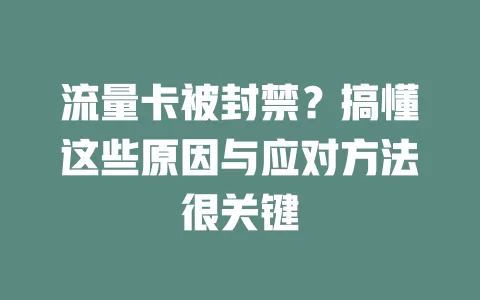流量卡被封禁？搞懂这些原因与应对方法很关键