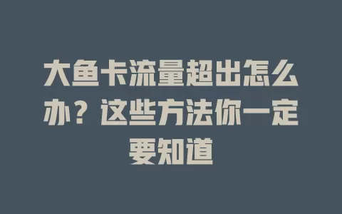 大鱼卡流量超出怎么办？这些方法你一定要知道