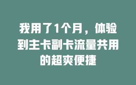 我用了1个月，体验到主卡副卡流量共用的超爽便捷