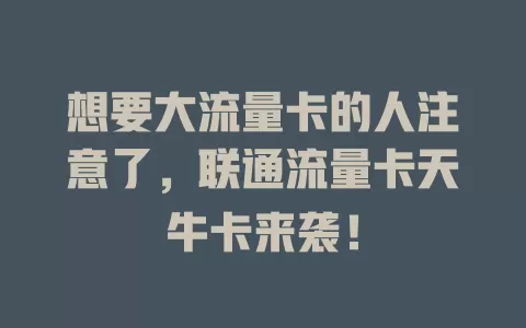 想要大流量卡的人注意了，联通流量卡天牛卡来袭！