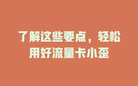 了解这些要点，轻松用好流量卡小歪