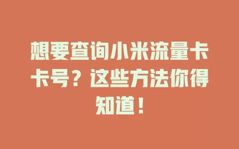 想要查询小米流量卡卡号？这些方法你得知道！