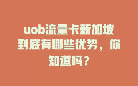 uob流量卡新加坡到底有哪些优势，你知道吗？