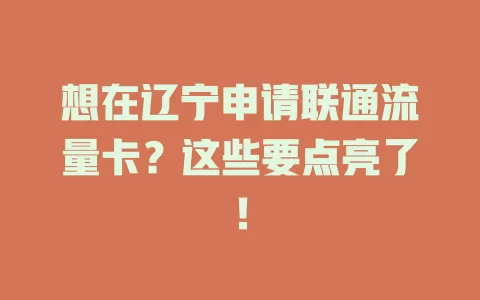 想在辽宁申请联通流量卡？这些要点亮了！