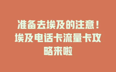 准备去埃及的注意！埃及电话卡流量卡攻略来啦