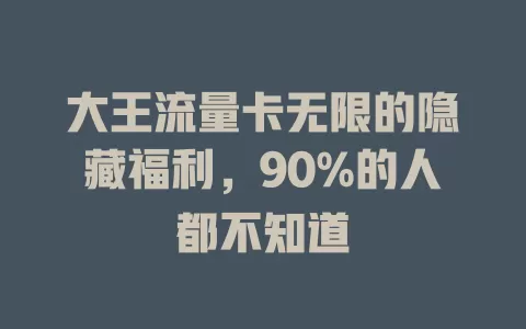 大王流量卡无限的隐藏福利，90%的人都不知道