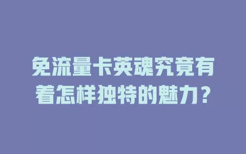 免流量卡英魂究竟有着怎样独特的魅力？