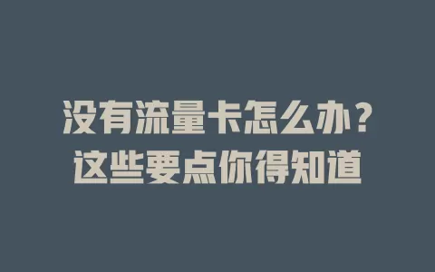没有流量卡怎么办？这些要点你得知道