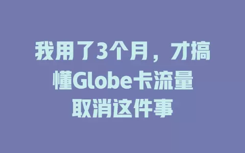 我用了3个月，才搞懂Globe卡流量取消这件事