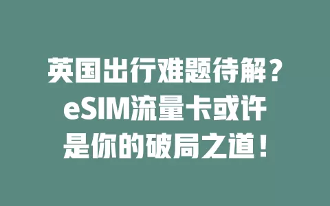 英国出行难题待解？eSIM流量卡或许是你的破局之道！