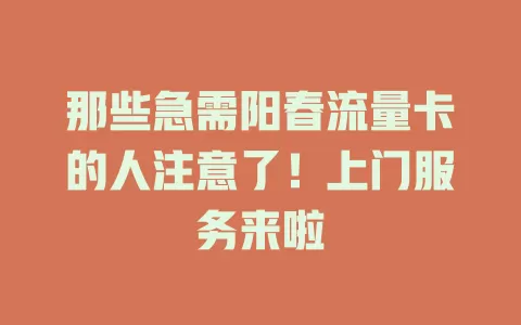 那些急需阳春流量卡的人注意了！上门服务来啦