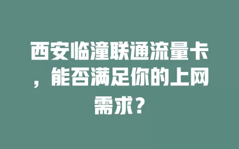 西安临潼联通流量卡，能否满足你的上网需求？