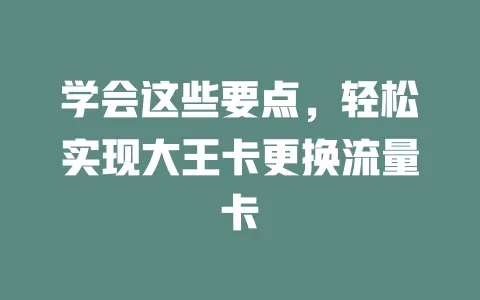 学会这些要点，轻松实现大王卡更换流量卡
