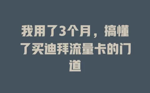 我用了3个月，搞懂了买迪拜流量卡的门道