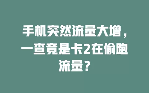 手机突然流量大增，一查竟是卡2在偷跑流量？