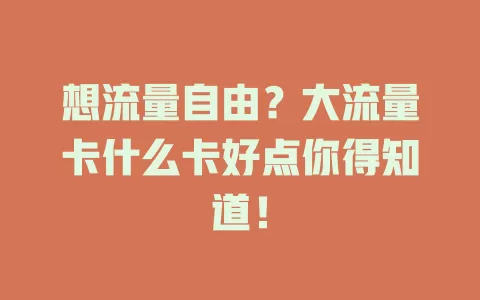 想流量自由？大流量卡什么卡好点你得知道！
