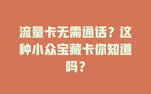 流量卡无需通话？这种小众宝藏卡你知道吗？