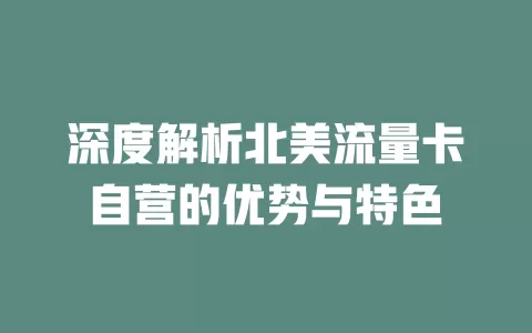 深度解析北美流量卡自营的优势与特色