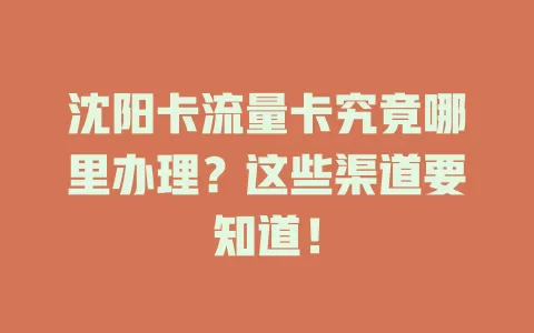 沈阳卡流量卡究竟哪里办理？这些渠道要知道！
