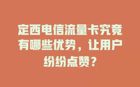 定西电信流量卡究竟有哪些优势，让用户纷纷点赞？