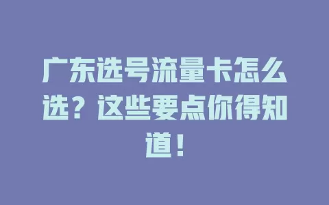 广东选号流量卡怎么选？这些要点你得知道！