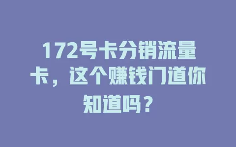 172号卡分销流量卡，这个赚钱门道你知道吗？