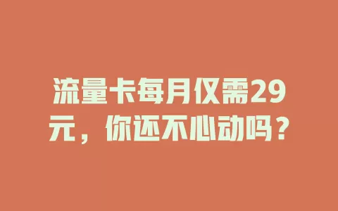 流量卡每月仅需29元，你还不心动吗？