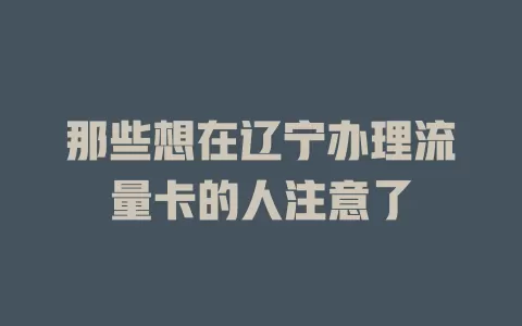 那些想在辽宁办理流量卡的人注意了