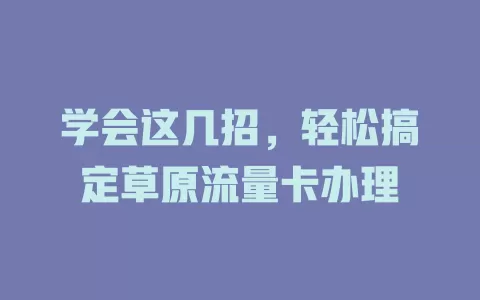 学会这几招，轻松搞定草原流量卡办理