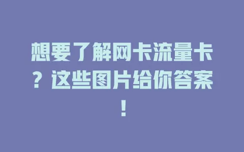 想要了解网卡流量卡？这些图片给你答案！