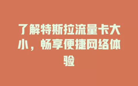 了解特斯拉流量卡大小，畅享便捷网络体验