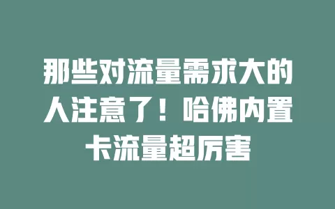 那些对流量需求大的人注意了！哈佛内置卡流量超厉害