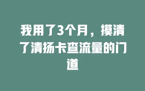 我用了3个月，摸清了清扬卡查流量的门道